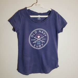 Old Navy Girl's Navy Blue "Surf Cali" T-Shirt - Small (6/7)